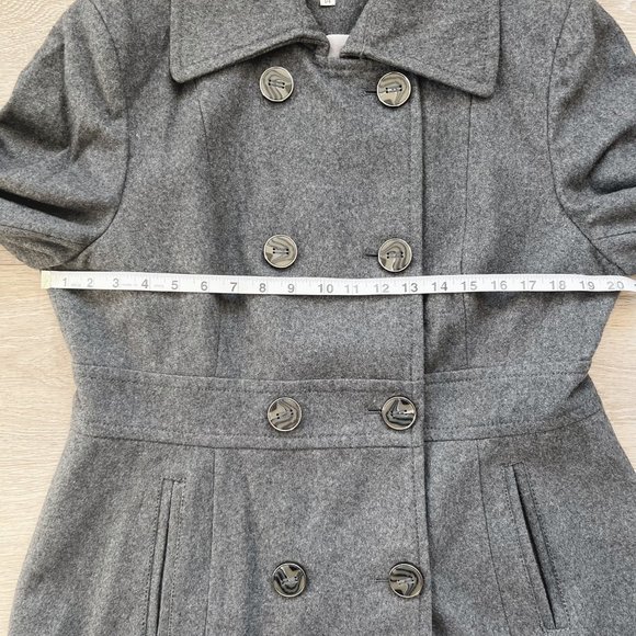 Kenneth Cole Gray Wool Blend Pea Coat, Size 14, Fully Lined - Picture 6 of 11